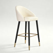 Puwabi J1228 Cream Leather and Brass Accent Bar Stool | Contract Furniture MOQ 50
