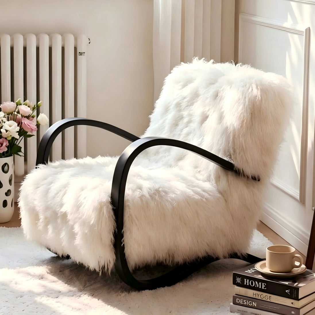 Puwabi A736 Faux Shearling Lounge Chair | Commercial Hospitality Project MOQ 50 Pcs