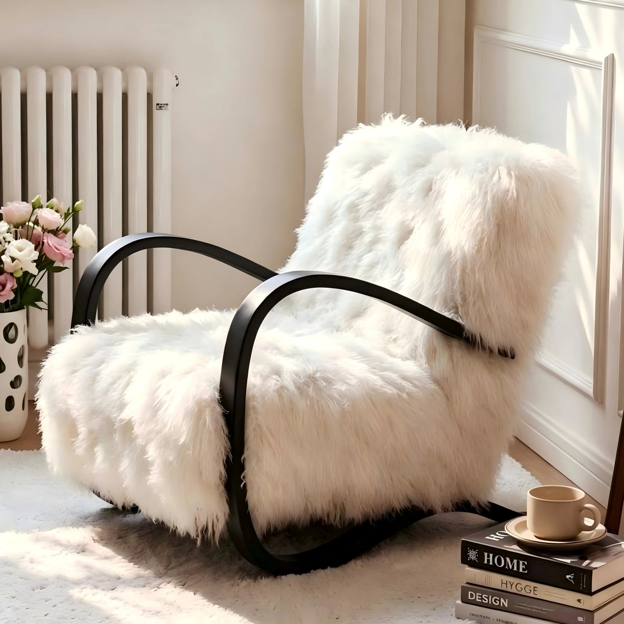 Puwabi A736 Faux Shearling Lounge Chair | Commercial Hospitality Project MOQ 50 Pcs