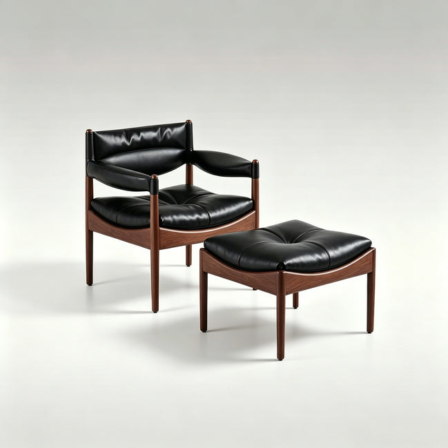 Puwabi A740 Leather Lounge Chair & Ottoman | Commercial Hospitality Project MOQ 50 Pcs