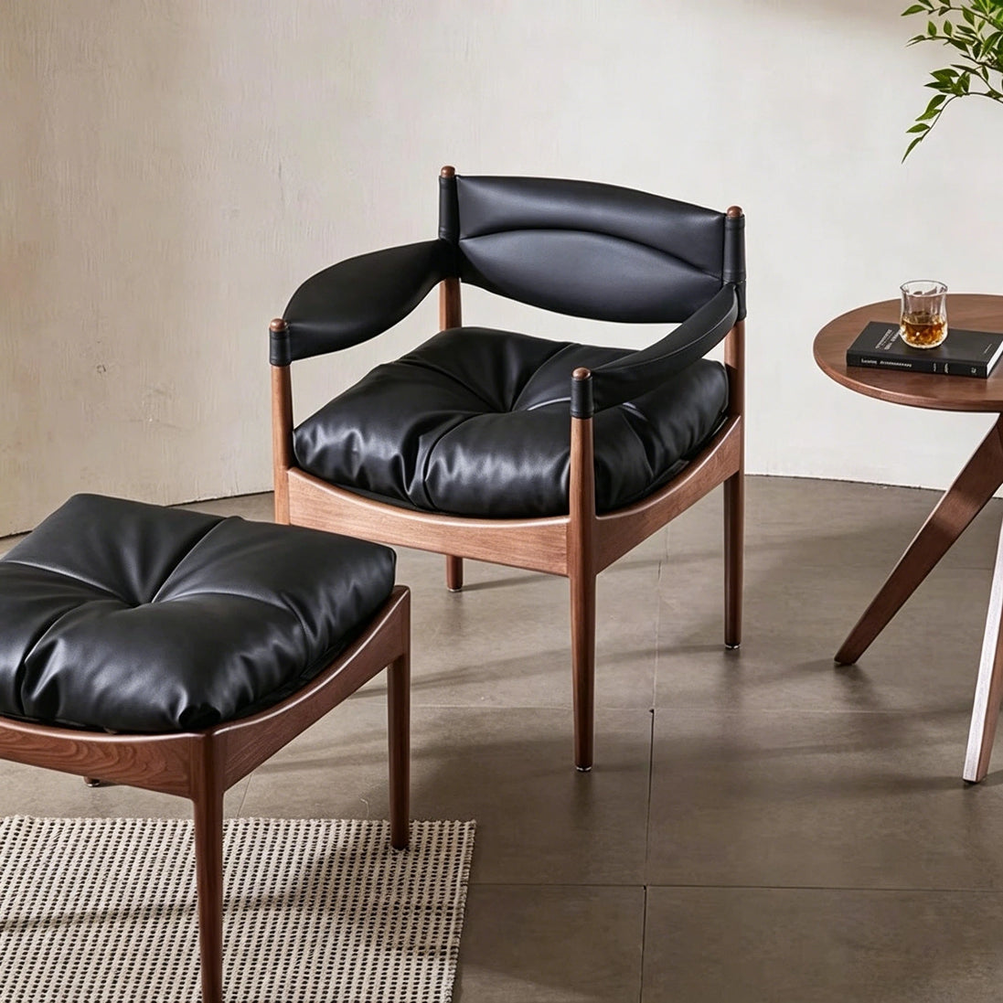 Puwabi A740 Leather Lounge Chair & Ottoman | Commercial Hospitality Project MOQ 50 Pcs