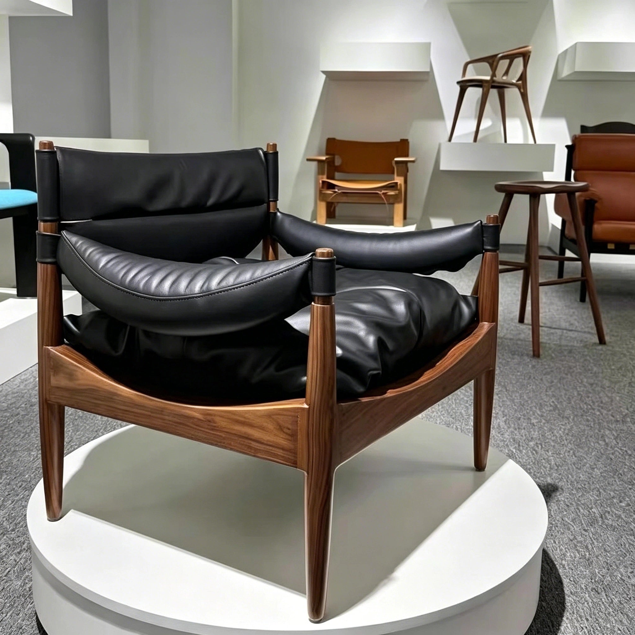 Puwabi A740 Leather Lounge Chair & Ottoman | Commercial Hospitality Project MOQ 50 Pcs