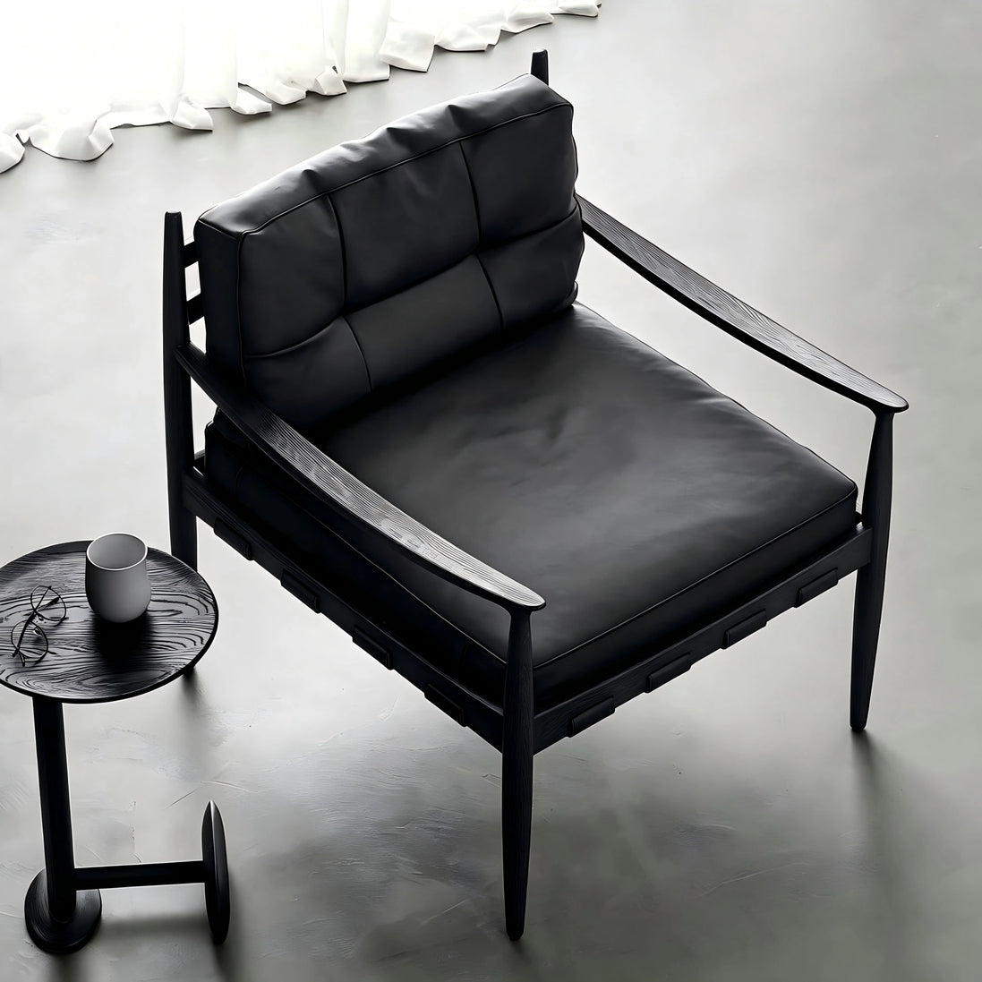 Puwabi A769 Black Leather Lounge Chair | Commercial Hospitality Project MOQ 50 Pcs