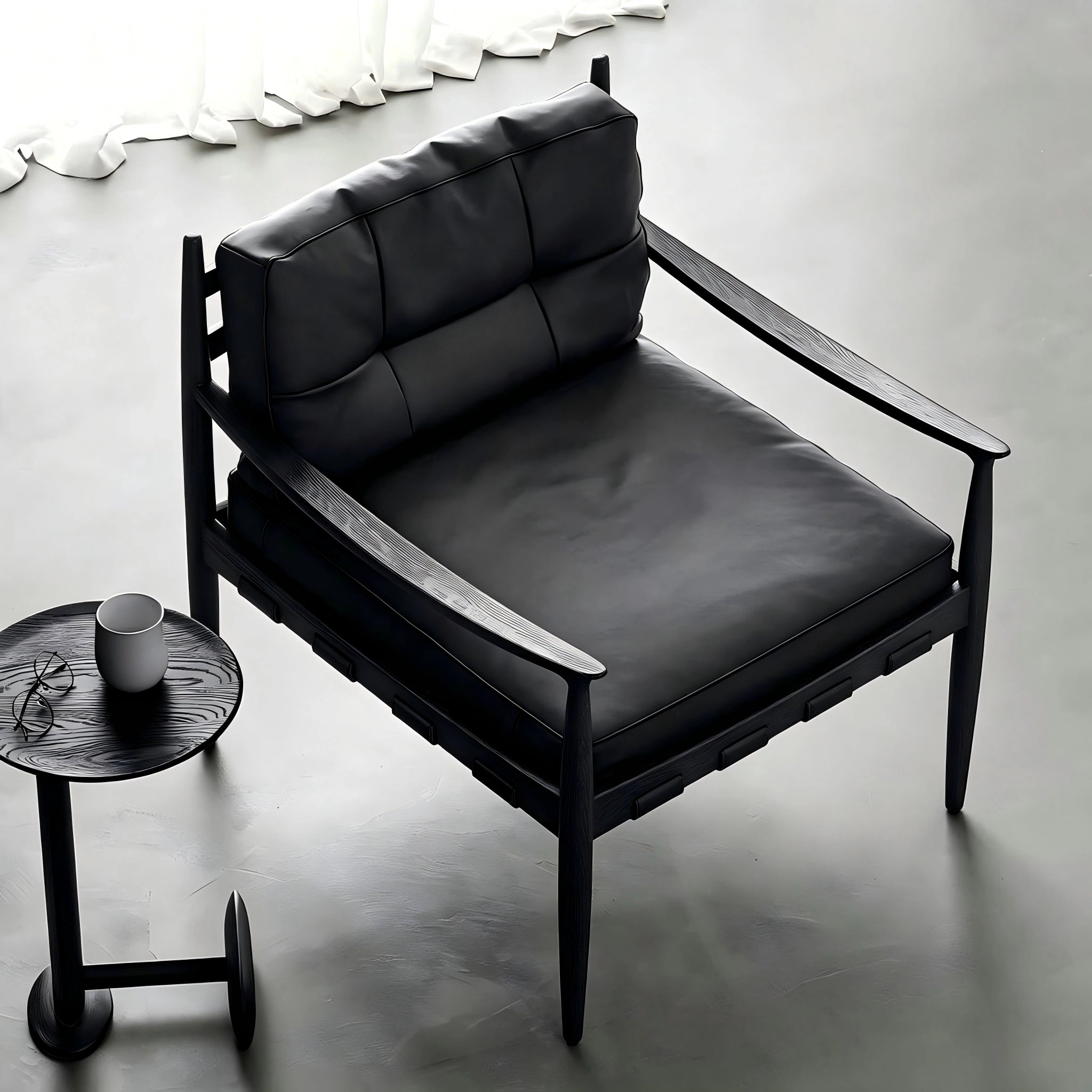 Puwabi A769 Black Leather Lounge Chair | Commercial Hospitality Project MOQ 50 Pcs
