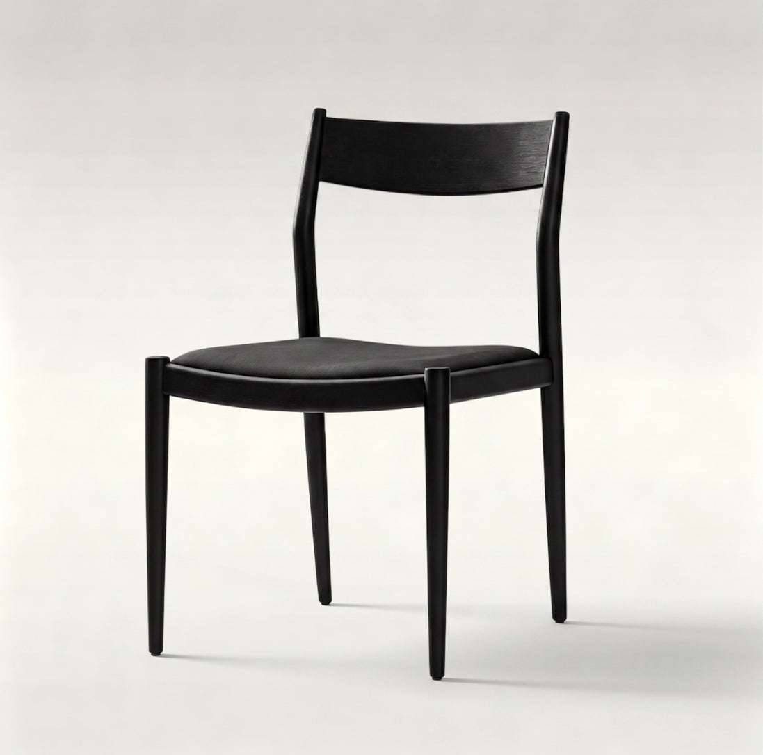 Puwabi C763B Nappa Leather & Oak Wood Armless Dining Chair | Hospitality Furniture MOQ 50