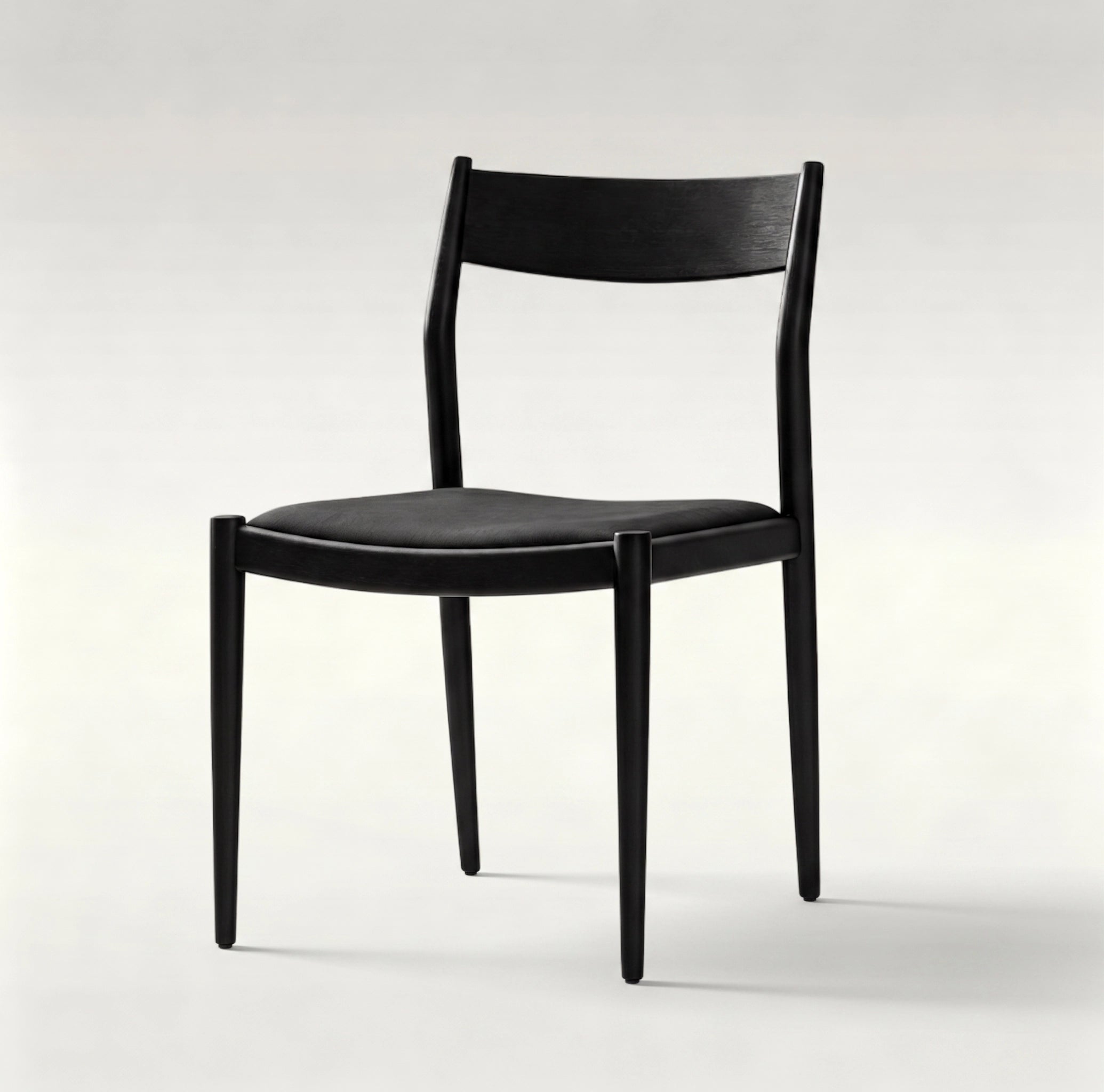 Puwabi C763B Nappa Leather & Oak Wood Armless Dining Chair | Hospitality Furniture MOQ 50