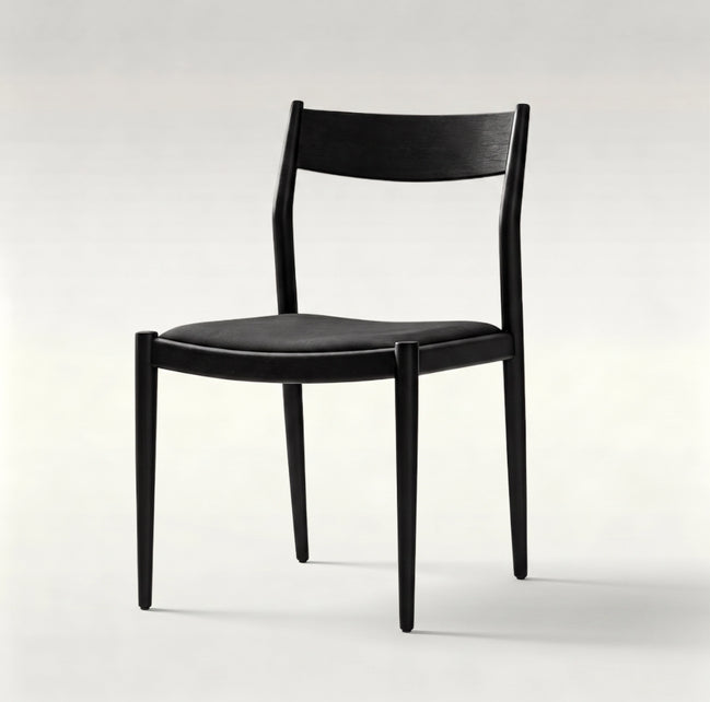 Puwabi C763B Nappa Leather & Oak Wood Armless Dining Chair | Hospitality Furniture MOQ 50