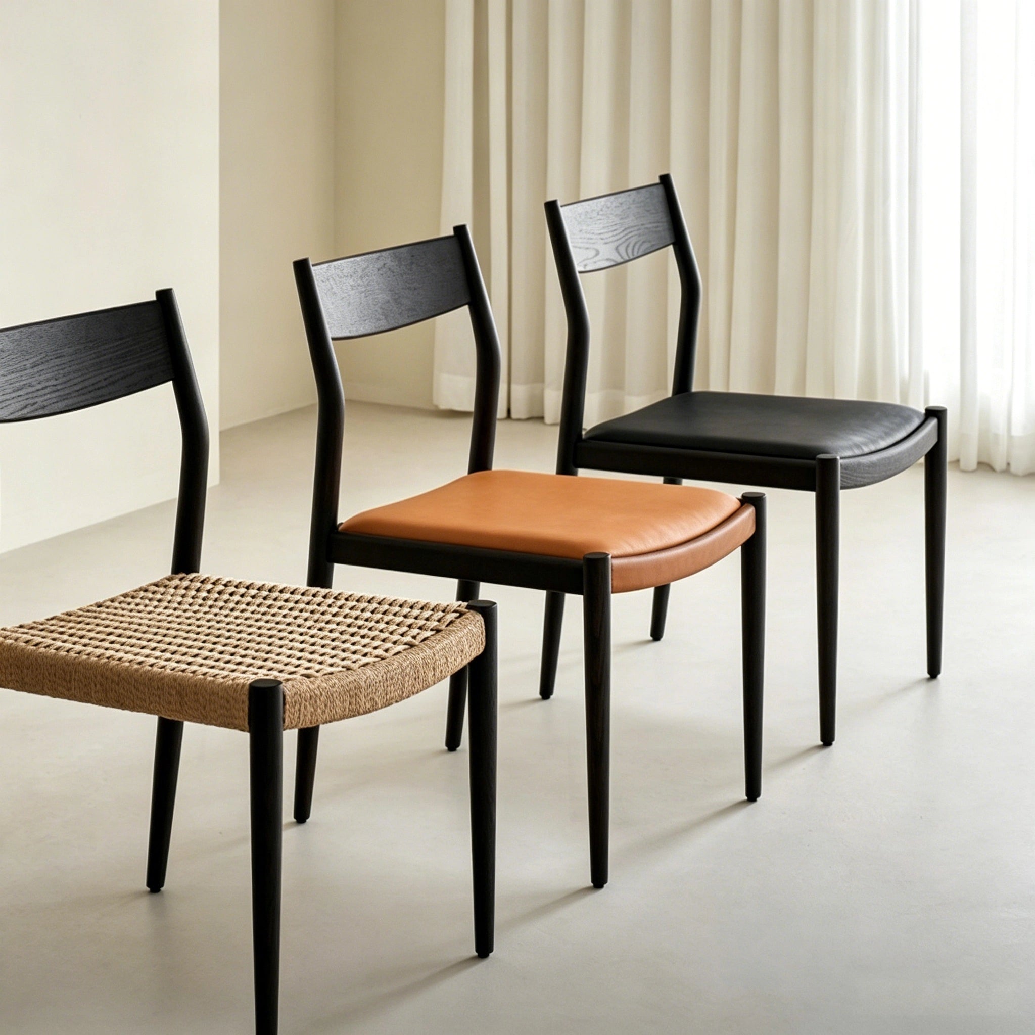 Puwabi C763B Nappa Leather & Oak Wood Armless Dining Chair | Hospitality Furniture MOQ 50