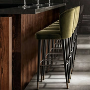 Puwabi J1251 Olive Green Black and Cream Velvet Bar Stool | Contract Furniture MOQ 50