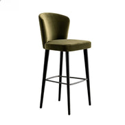 Puwabi J1251 Olive Green Black and Cream Velvet Bar Stool | Contract Furniture MOQ 50