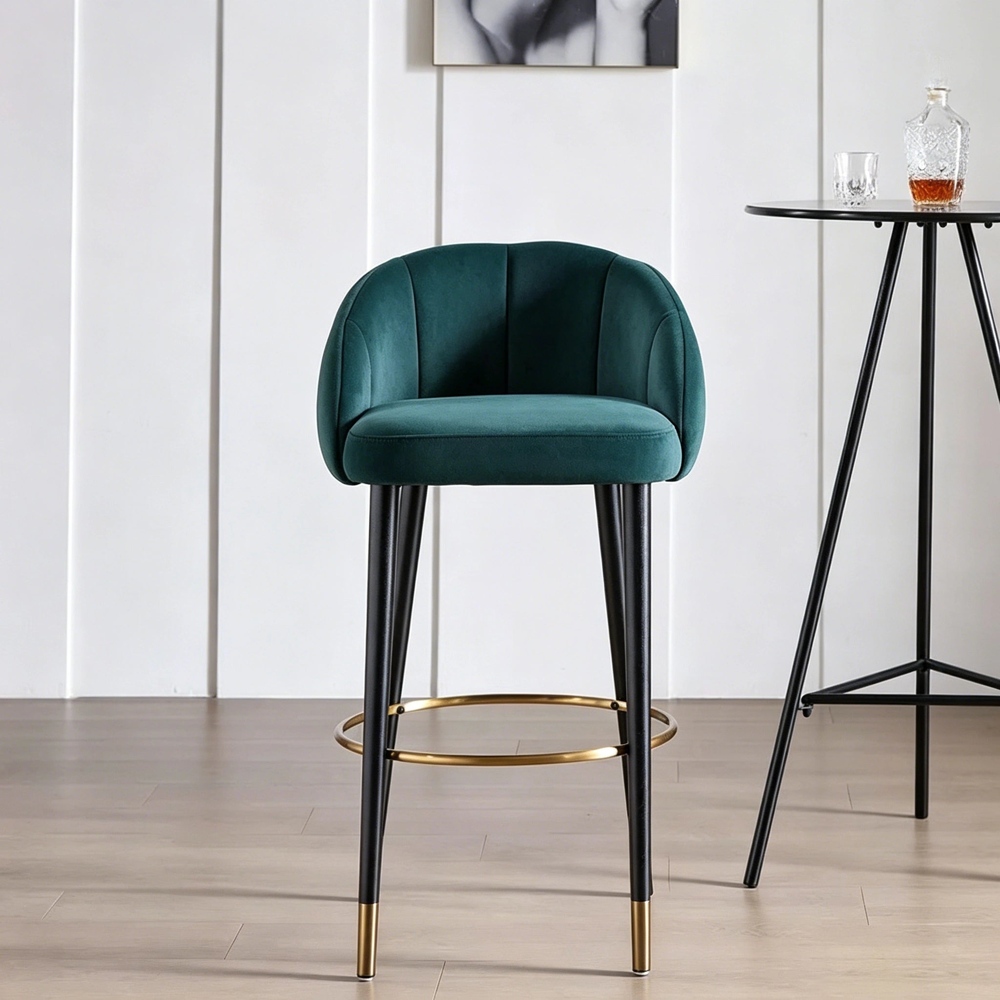 Puwabi J1256 Emerald Green Velvet Bar Stool | Contract Furniture MOQ 50