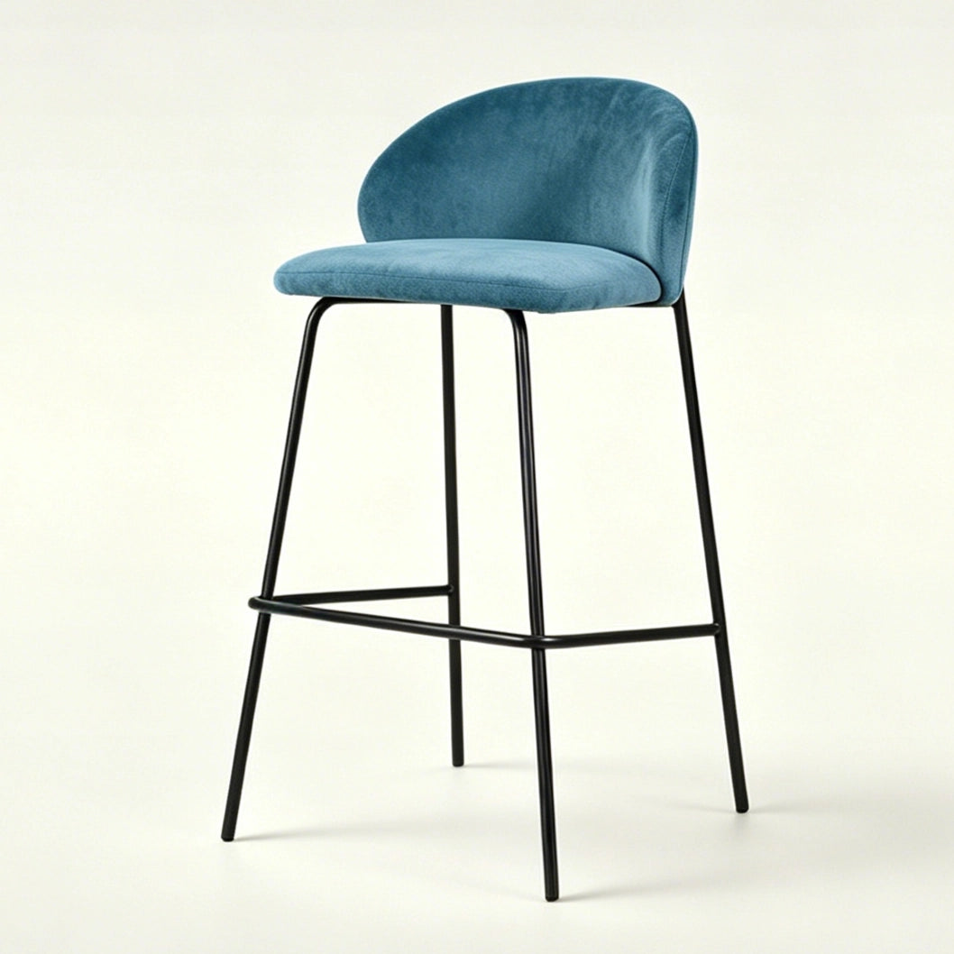 Puwabi J1259 Teal Velvet and Exposed Frame Bar Stool | Contract Furniture MOQ 50