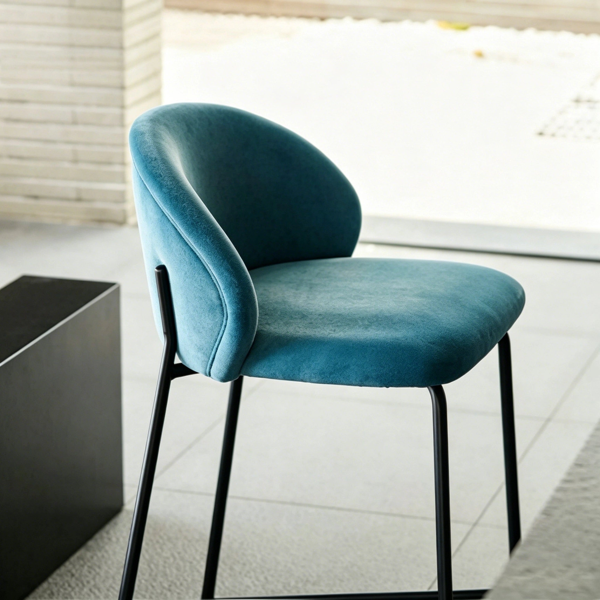 Puwabi J1259 Teal Velvet and Exposed Frame Bar Stool | Contract Furniture MOQ 50