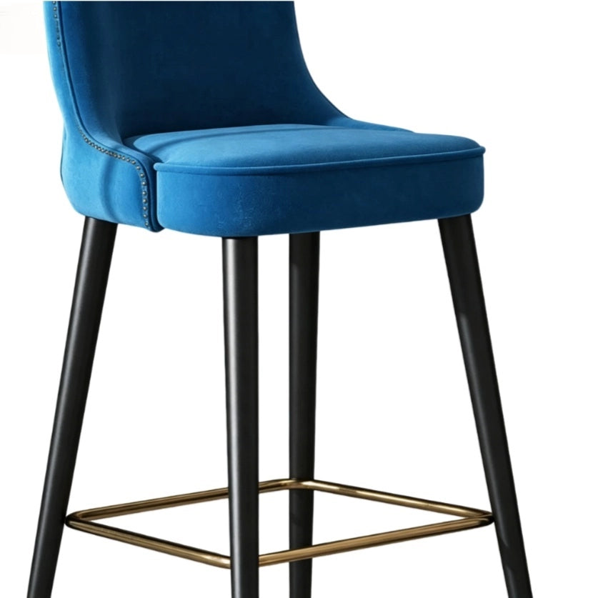 Puwabi J1260 Royal Blue Velvet High Back Bar Stool | Contract Furniture MOQ 50