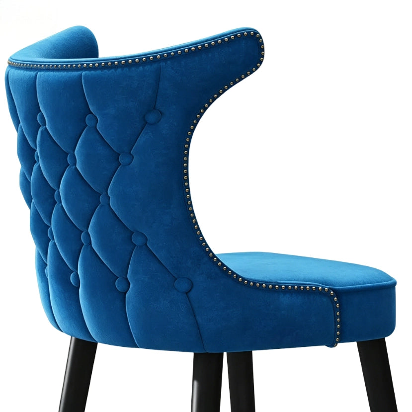 Puwabi J1260 Royal Blue Velvet High Back Bar Stool | Contract Furniture MOQ 50