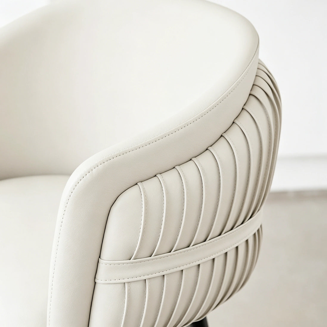Puwabi J1262 Cream Pleated Leather Bar Stool | Contract Furniture MOQ 50