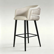 Puwabi J1262 Cream Pleated Leather Bar Stool | Contract Furniture MOQ 50