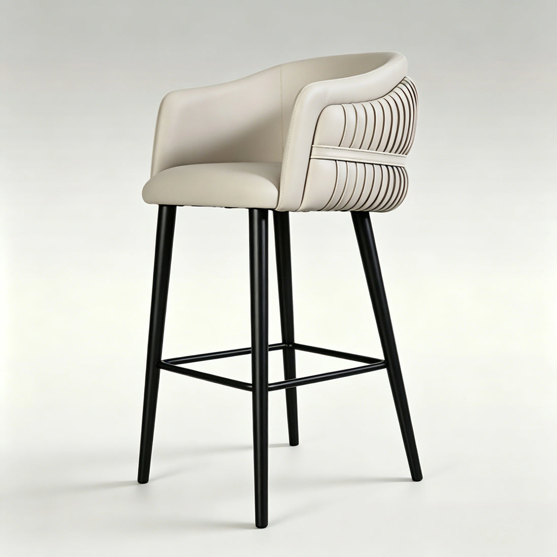Puwabi J1262 Cream Pleated Leather Bar Stool | Contract Furniture MOQ 50