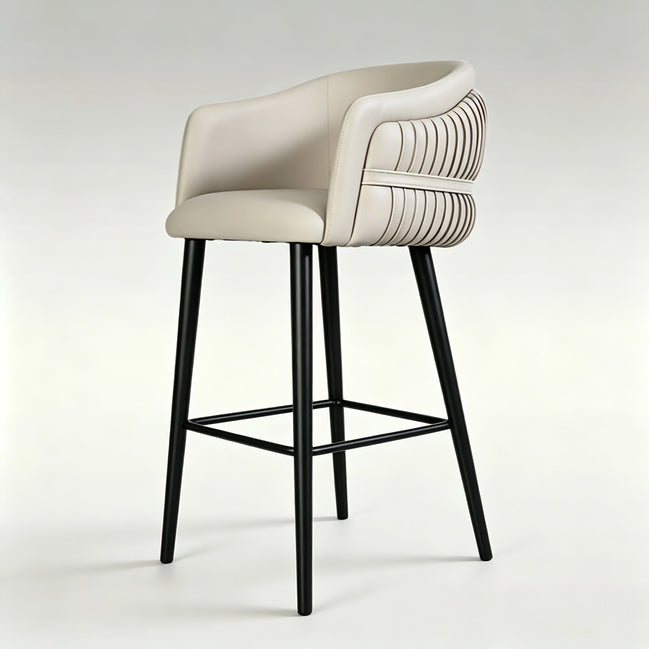 Puwabi J1262 Cream Pleated Leather Bar Stool | Contract Furniture MOQ 50