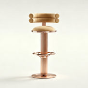 Puwabi J2230 Fluted Gold Pedestal Art Deco Bar Stool | Contract Furniture MOQ 50