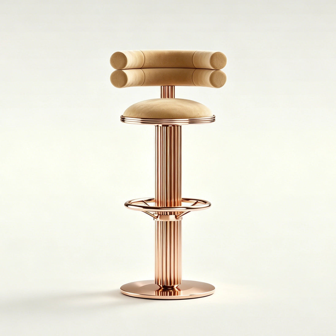 Puwabi J2230 Fluted Gold Pedestal Art Deco Bar Stool | Contract Furniture MOQ 50