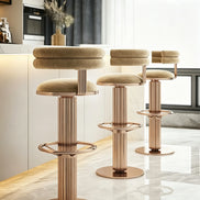 Puwabi J2230 Fluted Gold Pedestal Art Deco Bar Stool | Contract Furniture MOQ 50