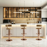 Puwabi J2230 Fluted Gold Pedestal Art Deco Bar Stool | Contract Furniture MOQ 50
