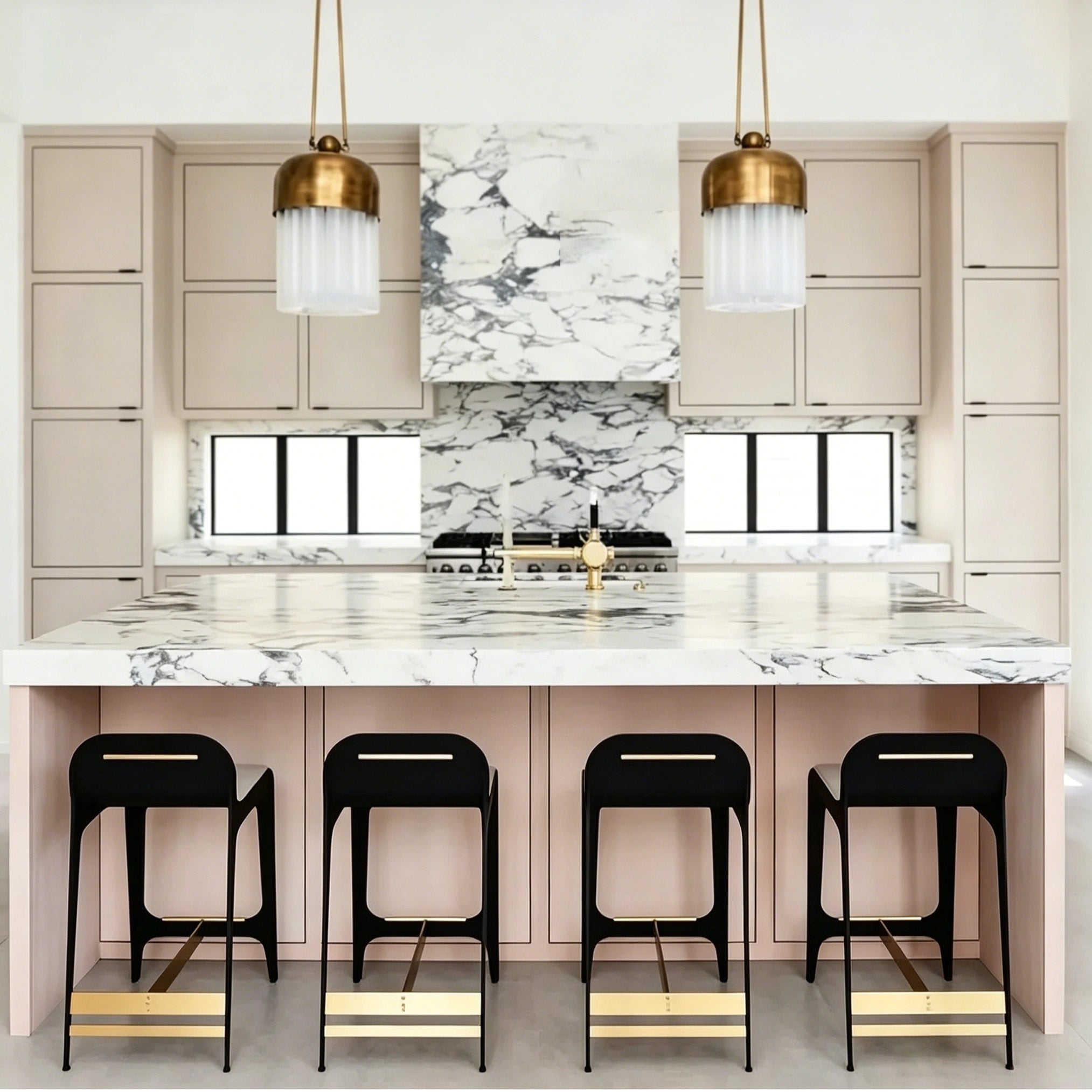 Puwabi J2250 Beige Leather and Stainless Steel Bar Stool | Contract Furniture MOQ 50