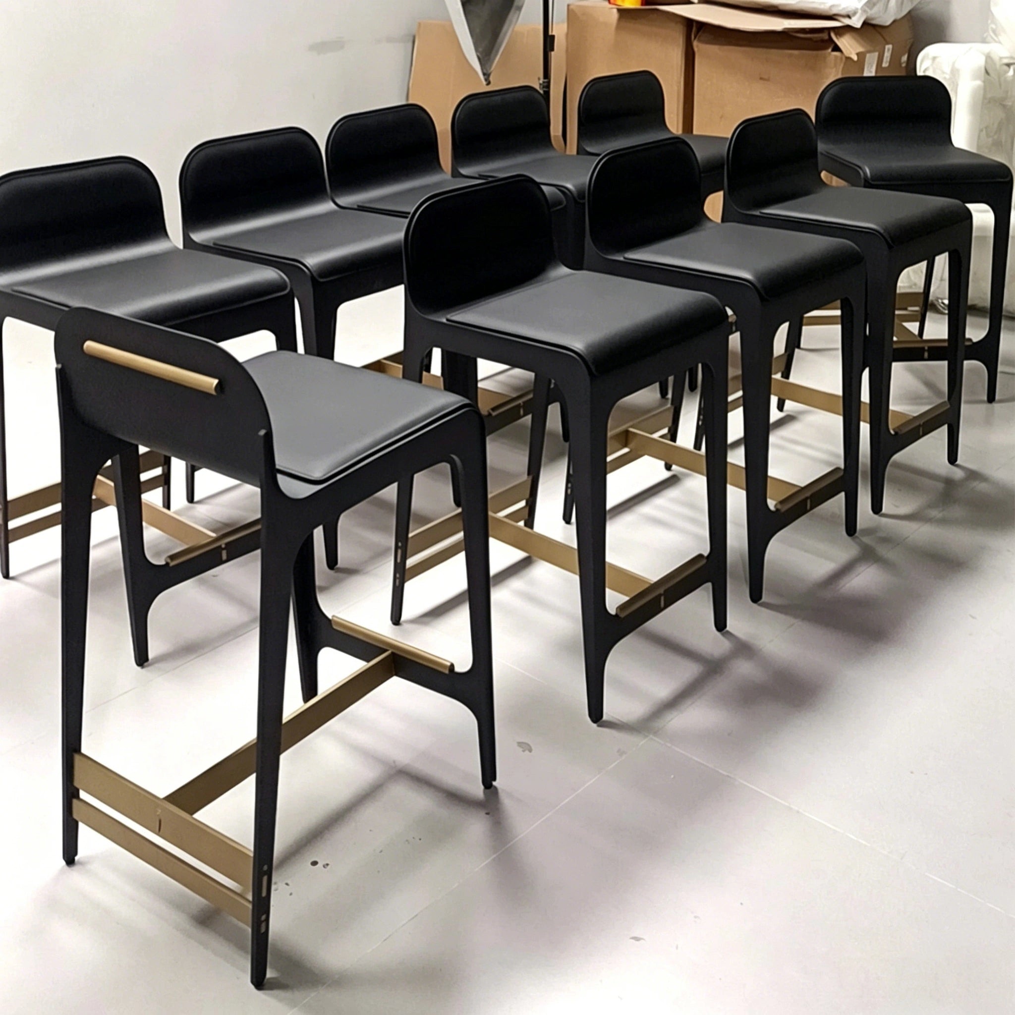 Puwabi J2250 Beige Leather and Stainless Steel Bar Stool | Contract Furniture MOQ 50