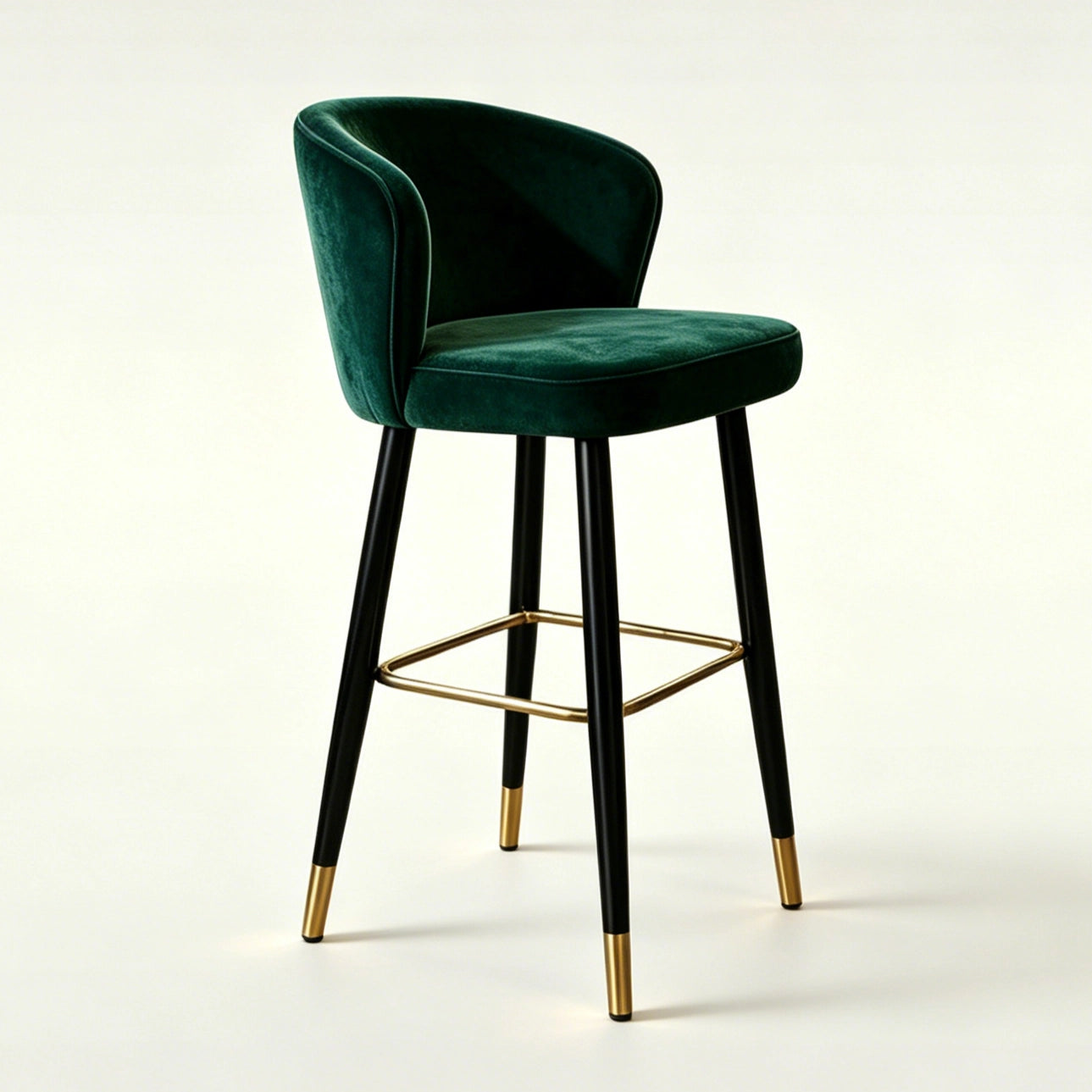 Puwabi J696A Curved Barrel Back Brass Accent Bar Stool | Contract Furniture MOQ 50