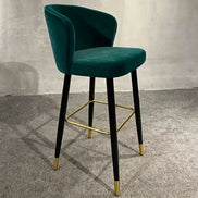Puwabi J696A Curved Barrel Back Brass Accent Bar Stool | Contract Furniture MOQ 50