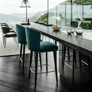 Puwabi J696A Curved Barrel Back Brass Accent Bar Stool | Contract Furniture MOQ 50