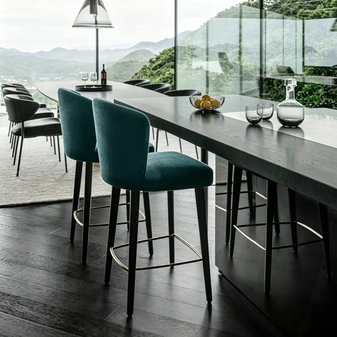 Puwabi J696A Curved Barrel Back Brass Accent Bar Stool | Contract Furniture MOQ 50