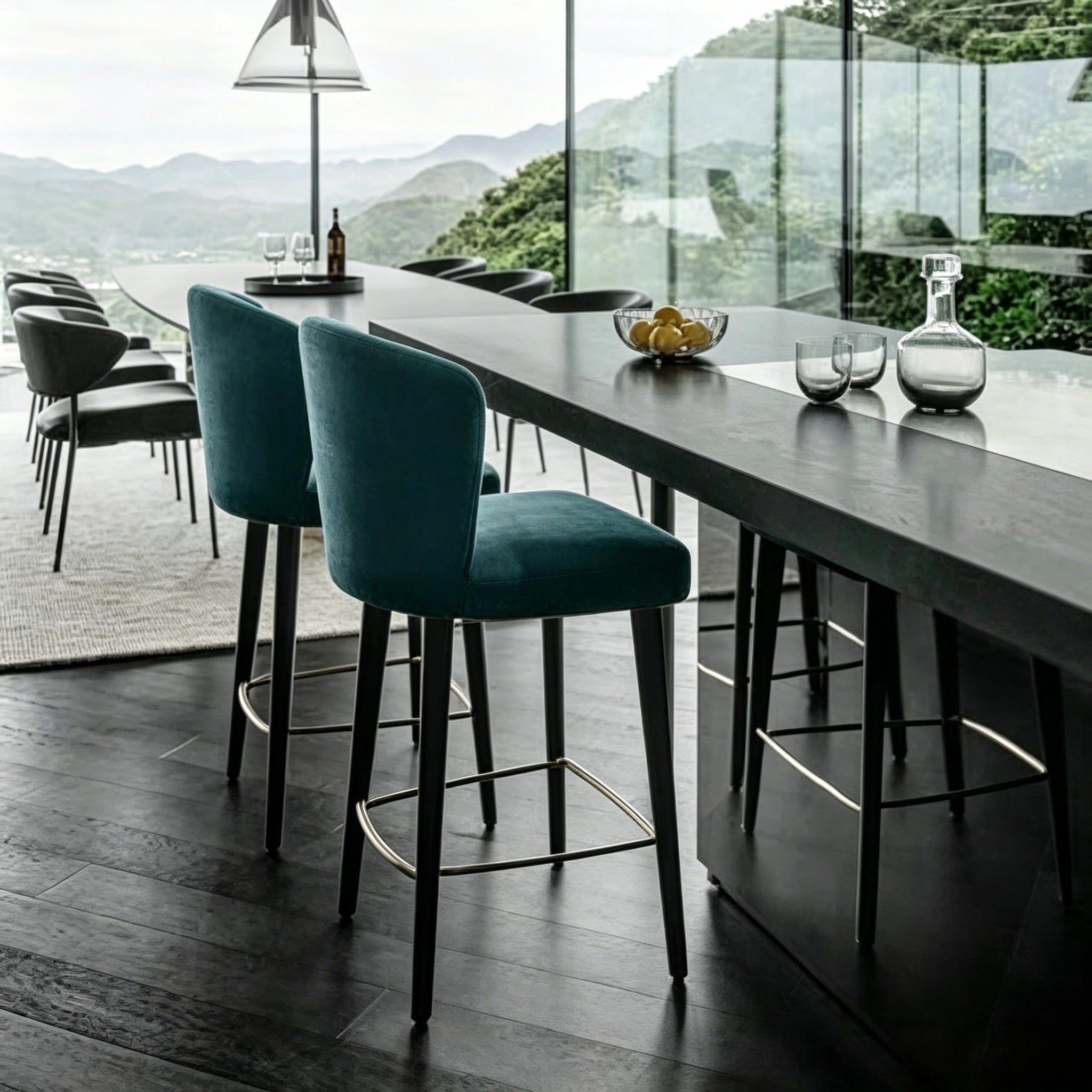 Puwabi J696A Curved Barrel Back Brass Accent Bar Stool | Contract Furniture MOQ 50