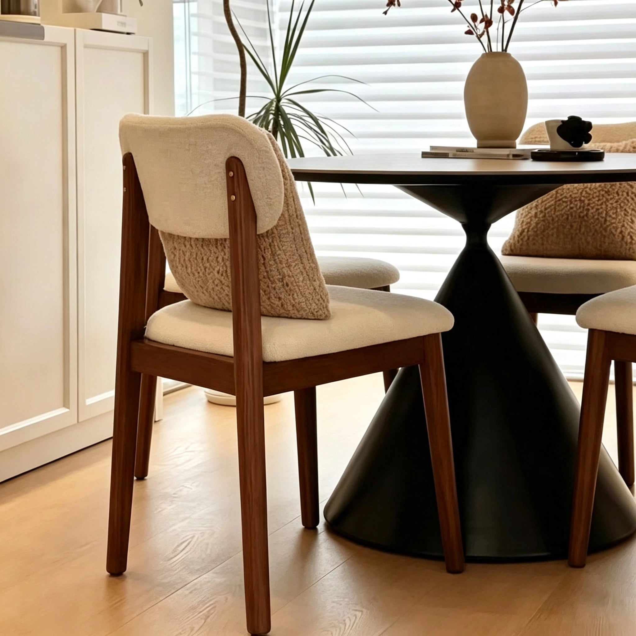 Puwabi KY028 Floating Back Customizable Upholstery Ash Wood Dining Chair | Contract Furniture MOQ 50