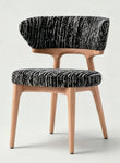 Puwabi KY043 Voluminous Enveloping Linen Ash Wood Dining Chair | Contract Furniture MOQ 50