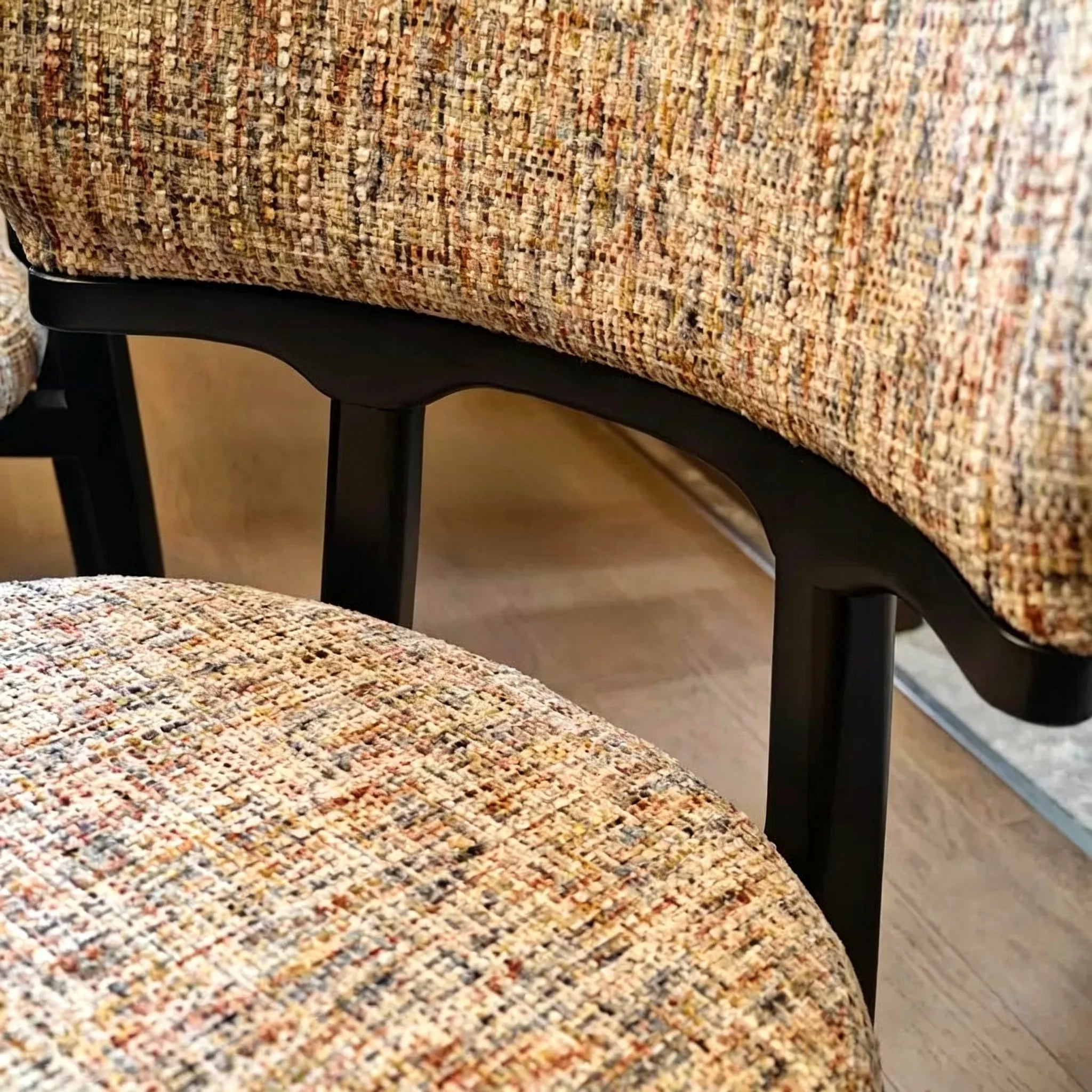 Puwabi KY043 Voluminous Enveloping Linen Ash Wood Dining Chair | Contract Furniture MOQ 50