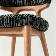 Puwabi KY043 Voluminous Enveloping Linen Ash Wood Dining Chair | Contract Furniture MOQ 50
