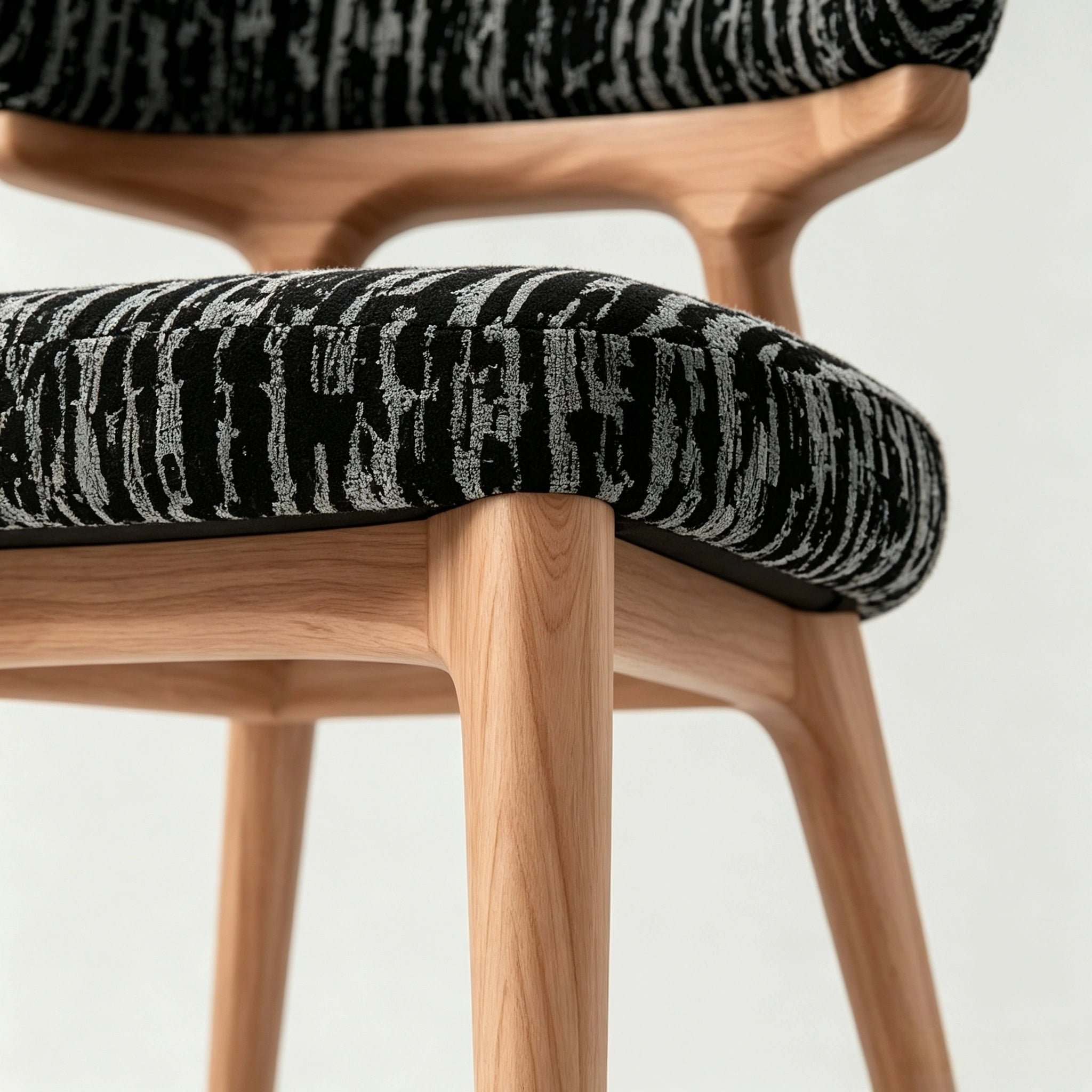 Puwabi KY043 Voluminous Enveloping Linen Ash Wood Dining Chair | Contract Furniture MOQ 50