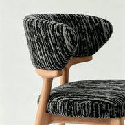 Puwabi KY043 Voluminous Enveloping Linen Ash Wood Dining Chair | Contract Furniture MOQ 50