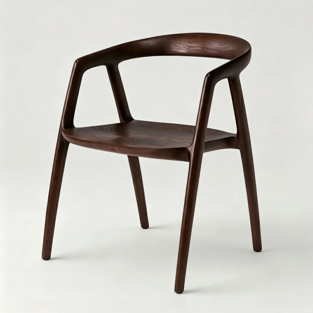 Puwabi KY086 Sculptural Walnut-Finished Ash Wood Dining Chair | Contract Furniture MOQ 50