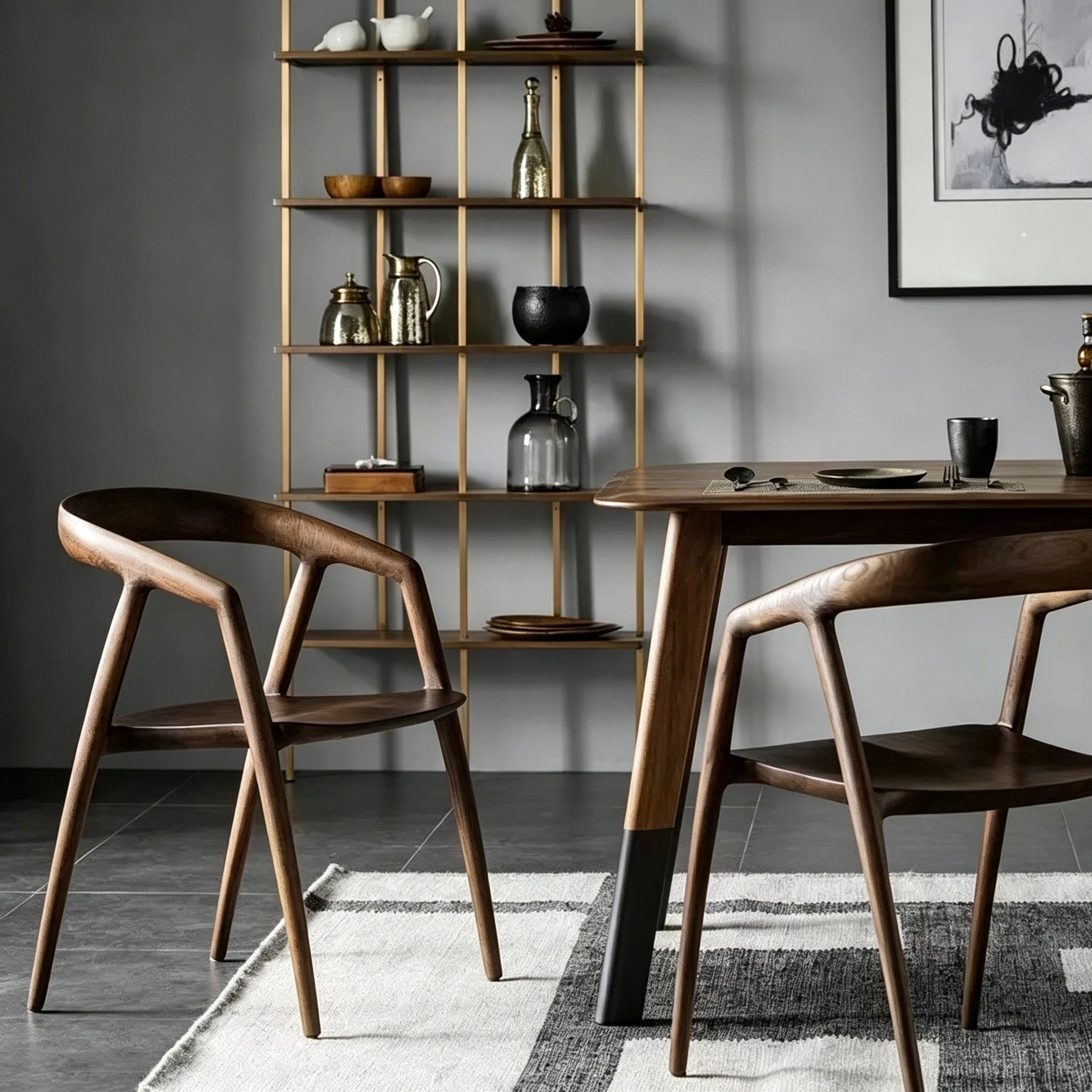 Puwabi KY086 Sculptural Walnut-Finished Ash Wood Dining Chair | Contract Furniture MOQ 50