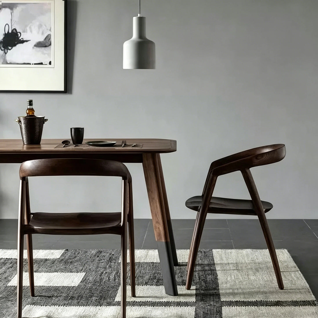 Puwabi KY086 Sculptural Walnut-Finished Ash Wood Dining Chair | Contract Furniture MOQ 50