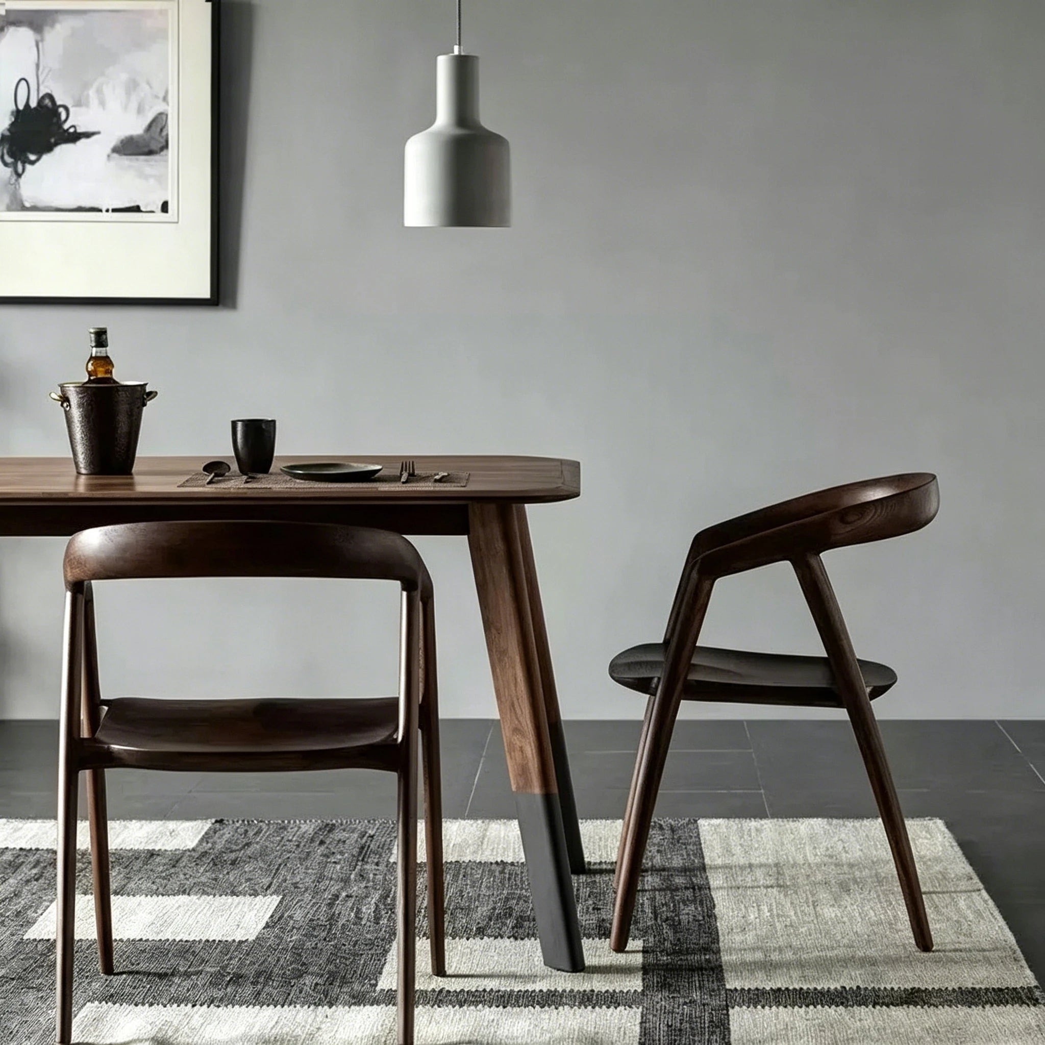 Puwabi KY086 Sculptural Walnut-Finished Ash Wood Dining Chair | Contract Furniture MOQ 50