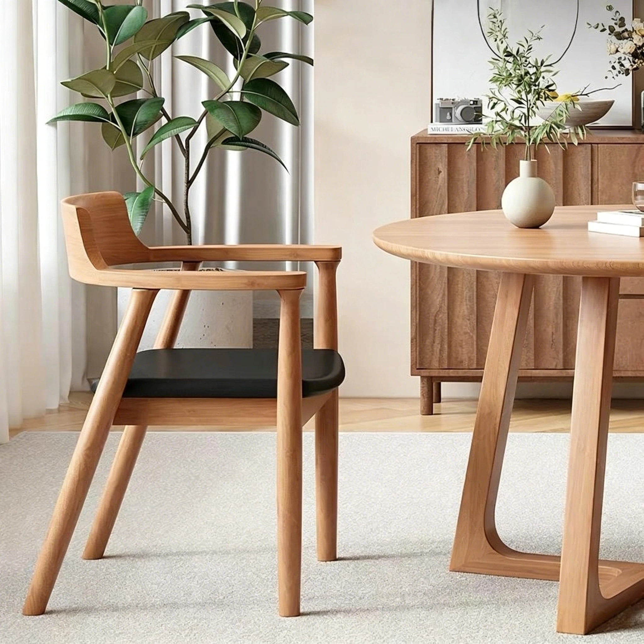 Puwabi KY157 Sculptural Ash Dining Armchair | Contract Furniture MOQ 50