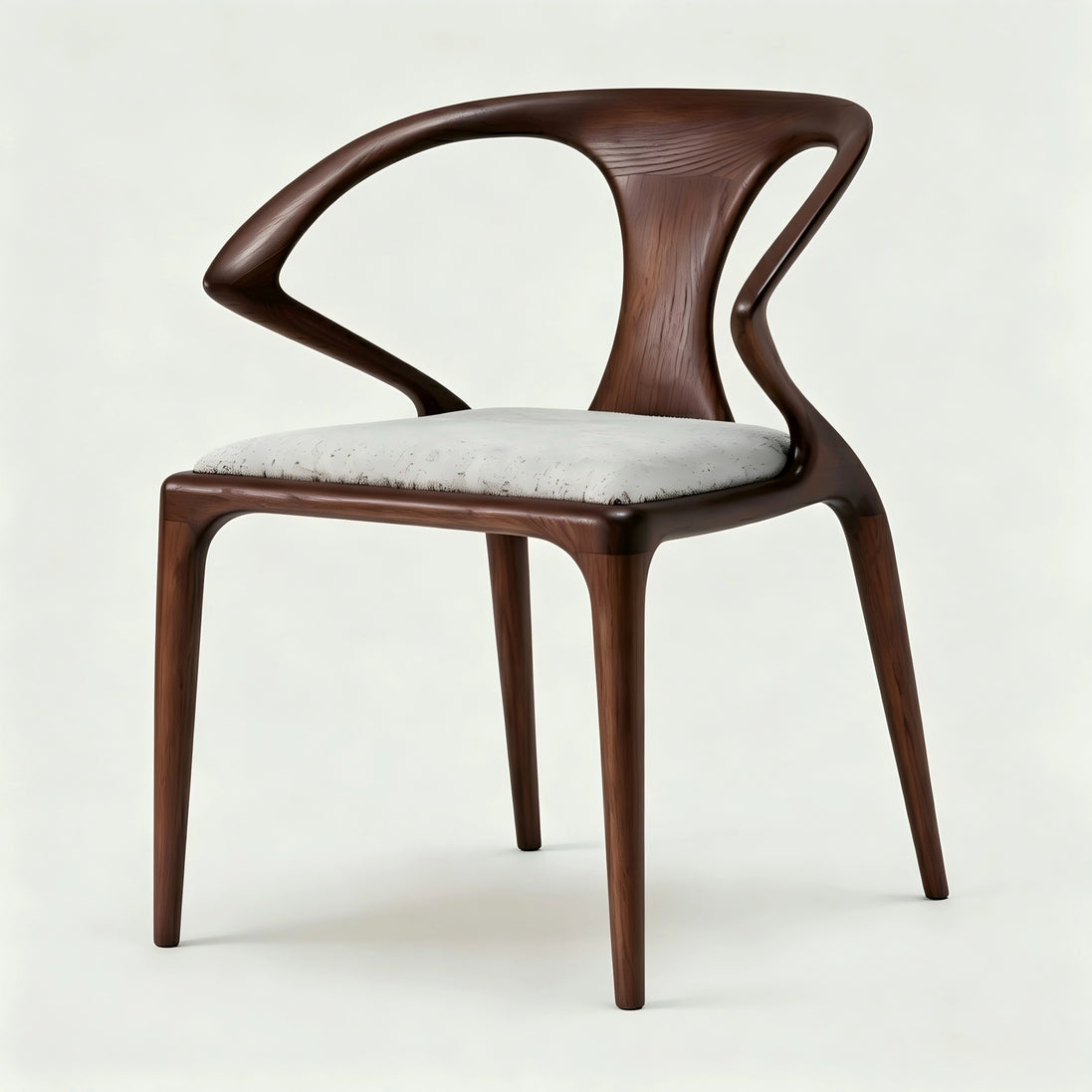 Puwabi KY176 Fluid Architectural Black Walnut-Finished Ash Dining Chair | Contract Furniture MOQ 50