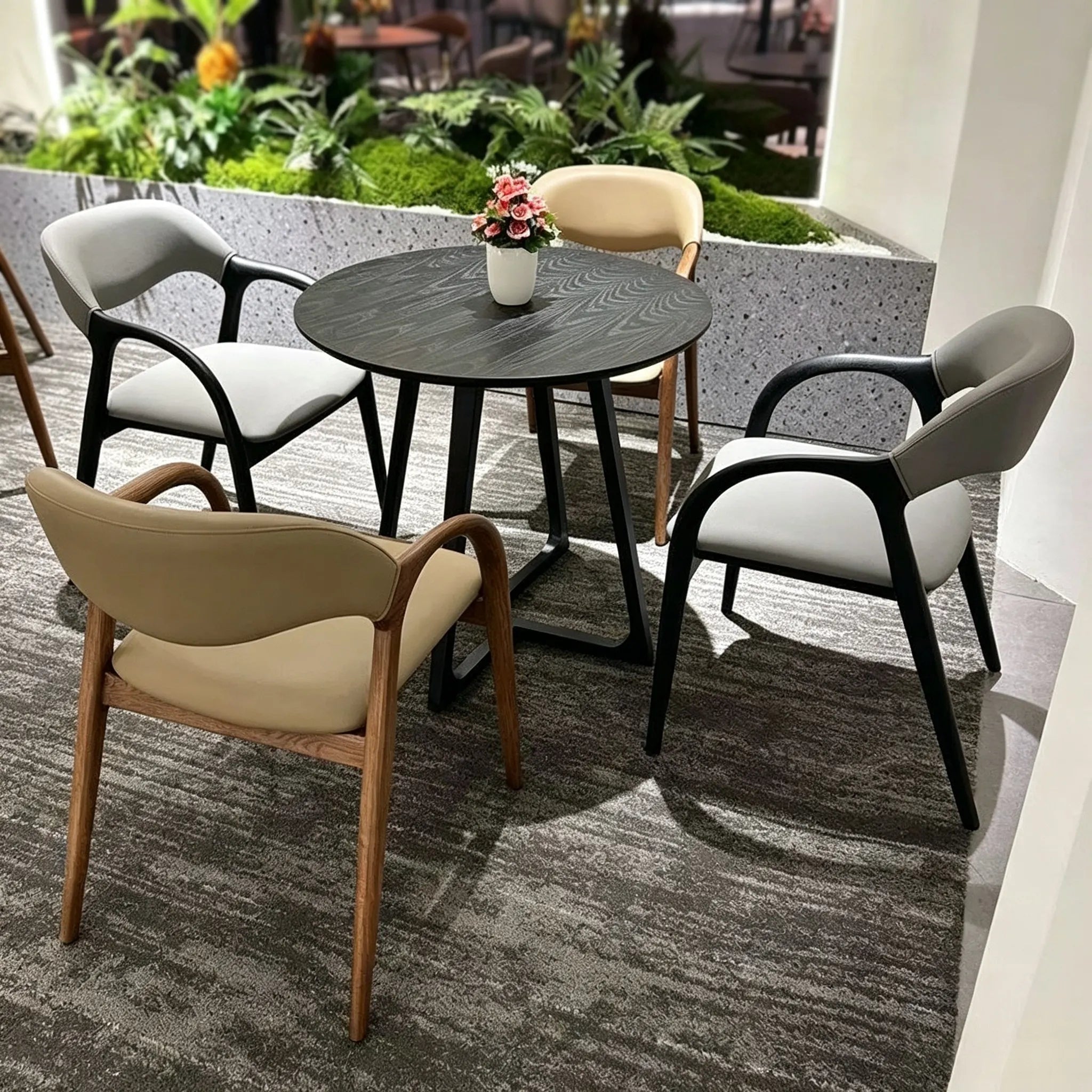 Puwabi KY177 Textured Fabric Black Ash Dining Chair | Contract Furniture MOQ 50