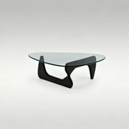 Puwabi LA326 Asymmetrical Wood Base Glass Coffee Table | Hospitality Furniture MOQ 30