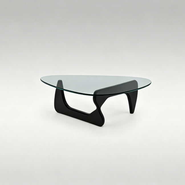 Puwabi LA326 Asymmetrical Wood Base Glass Coffee Table | Hospitality Furniture MOQ 30
