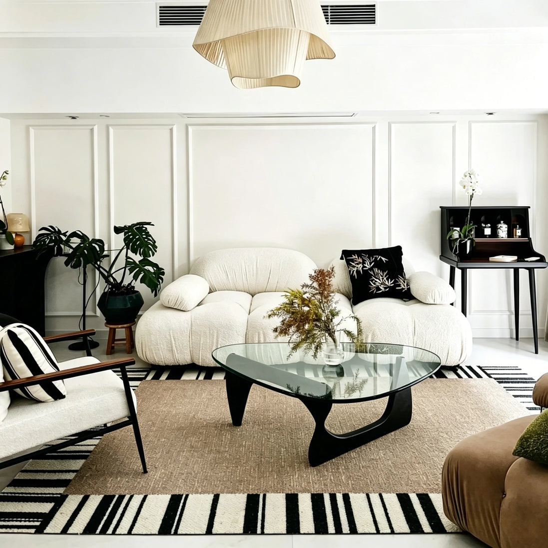Puwabi LA326 Asymmetrical Wood Base Glass Coffee Table | Hospitality Furniture MOQ 30